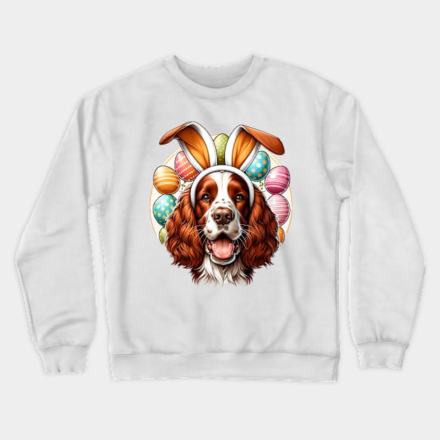 Welsh Springer Spaniel Embraces Easter with Bunny Ears Crewneck Sweatshirt by ArtRUs